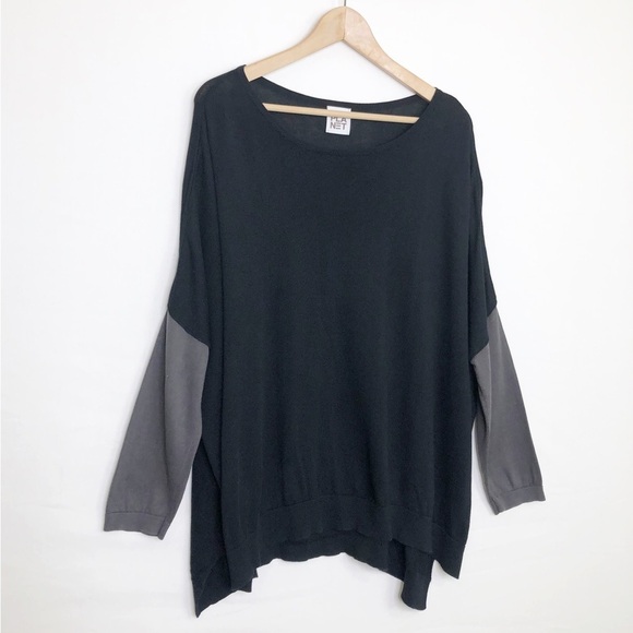 Planet, black and gray color block oversized sweater - Picture 6 of 9